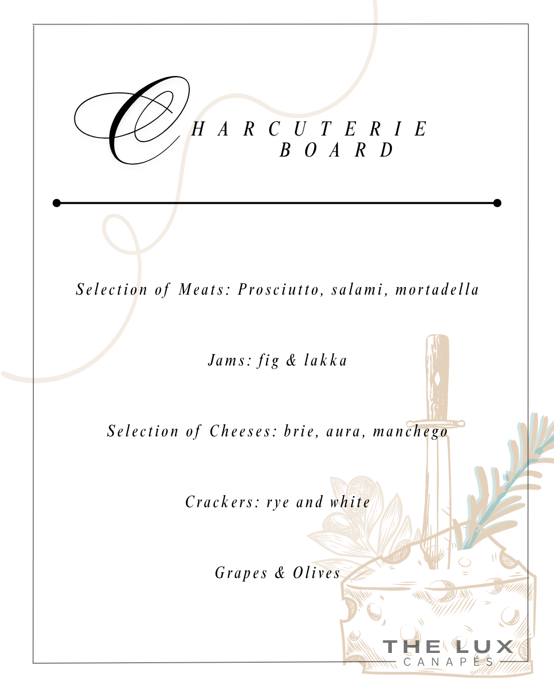 The Lux Menu Canapés Charcuterie