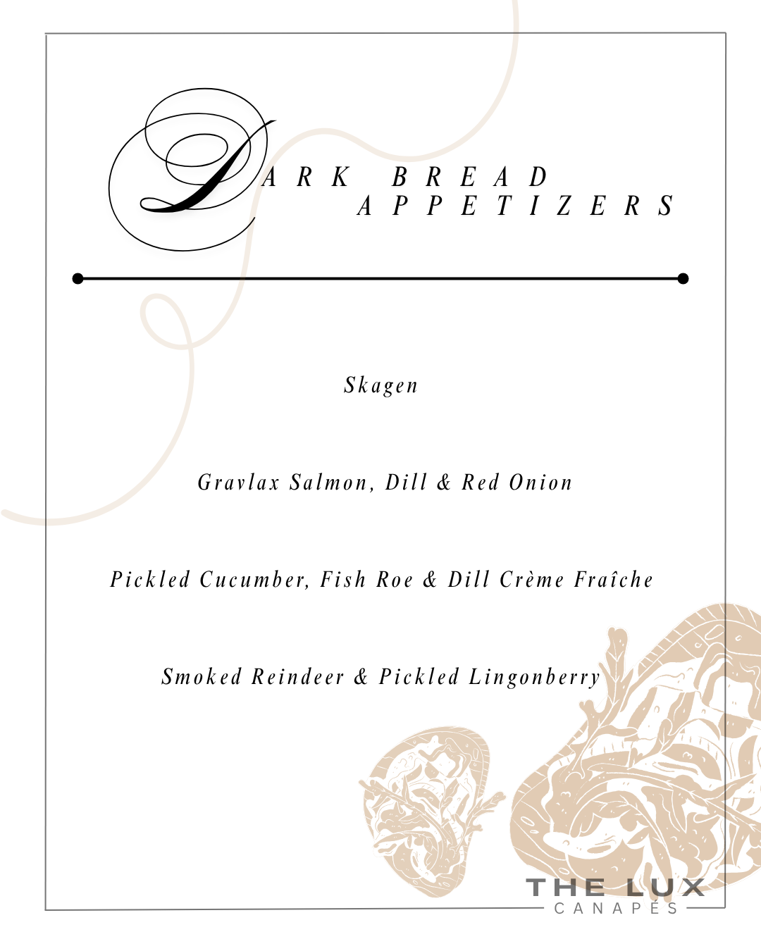 The Lux Menu Canapés Dark