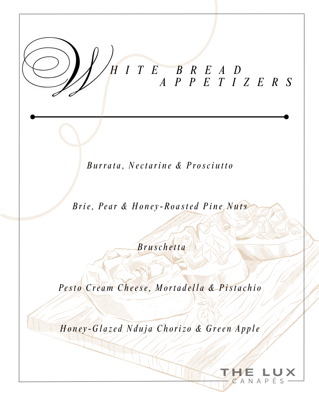 The Lux Menu Canapés White