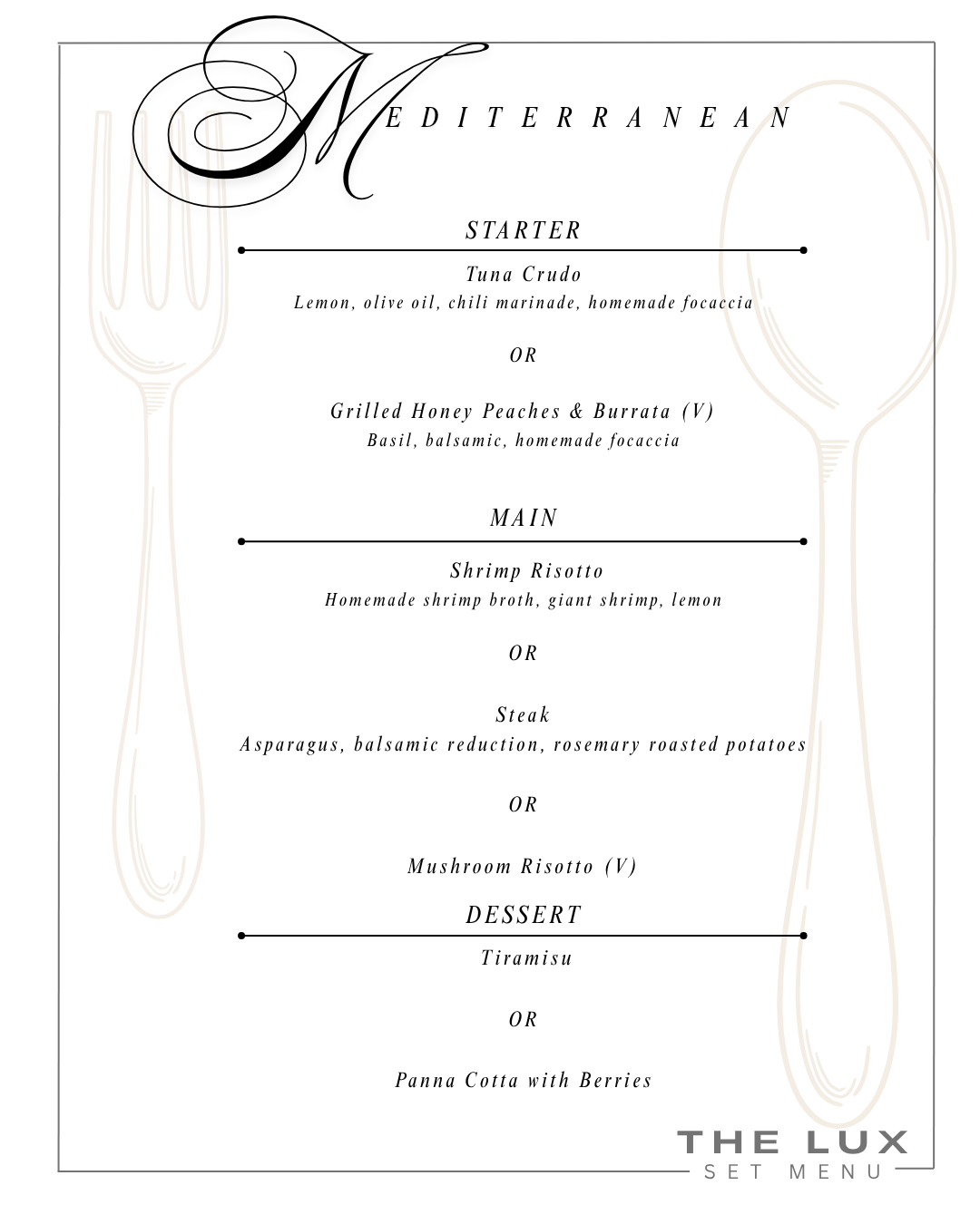 The Lux Menu Set Med