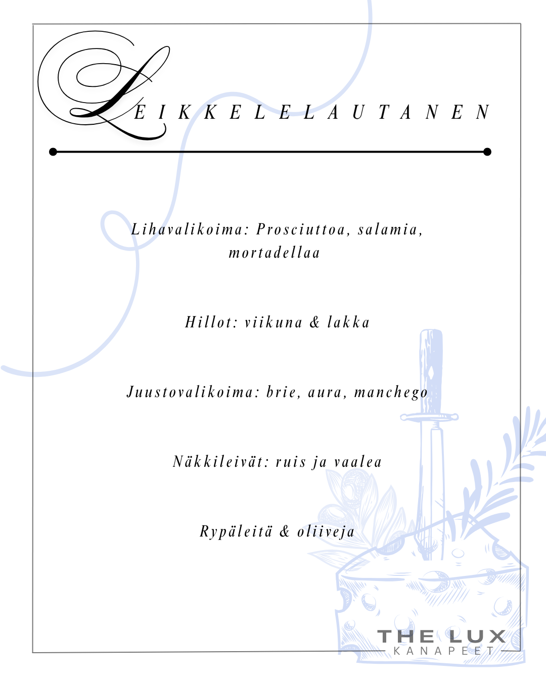 The Lux Valikko Canapés Charcuterie